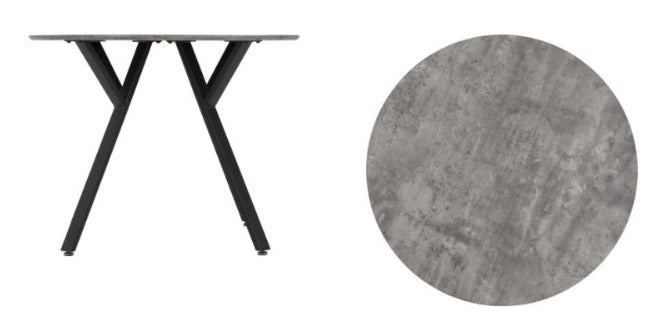 Athens Round Dining Set with Avery Chairs Concrete Effect/Black/Emerald Green Velvet - Healy Furniture & Carpets