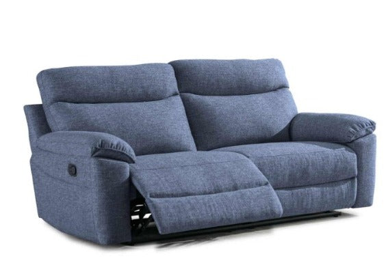 Torcello Manual Reclining 3 Seater Sofa Fabric Blue