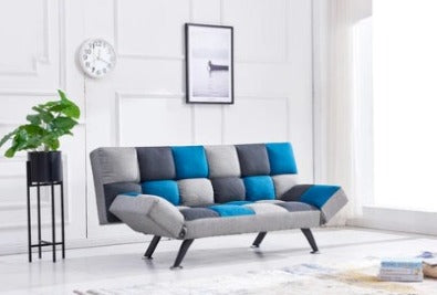 New York Sofa Bed Teal/Grey Patchwork
