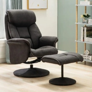 Killarney Chair & Footstool - Dark Grey