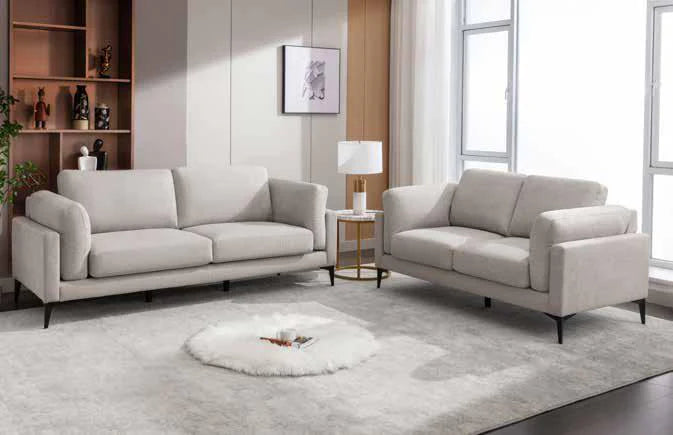 Naya Light Grey Fabric Sofas 3+2