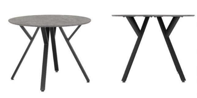 Athens Round Dining Set Concrete Effect/Black/Grey Faux Leather - Healy Furniture & Carpets