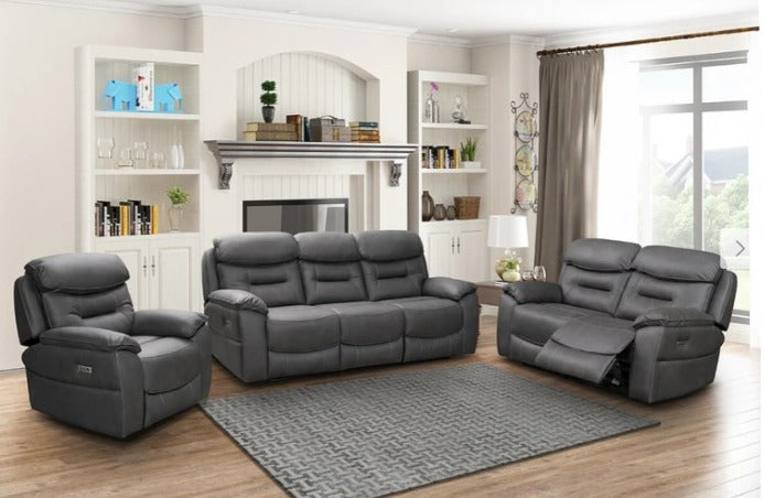 Leroy 3 Seater Power Recliner - Grey