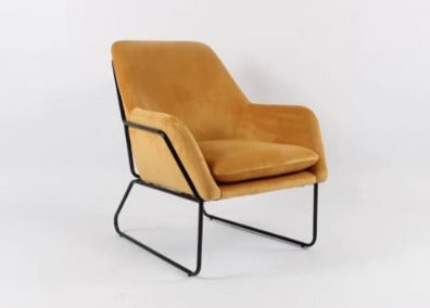 Kimmy Velvet Accent Chair With Black Metal Legs Mustard
