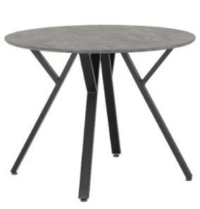 Athens Round Dining Set with Avery Chairs Concrete Effect/Black/Emerald Green Velvet - Healy Furniture & Carpets