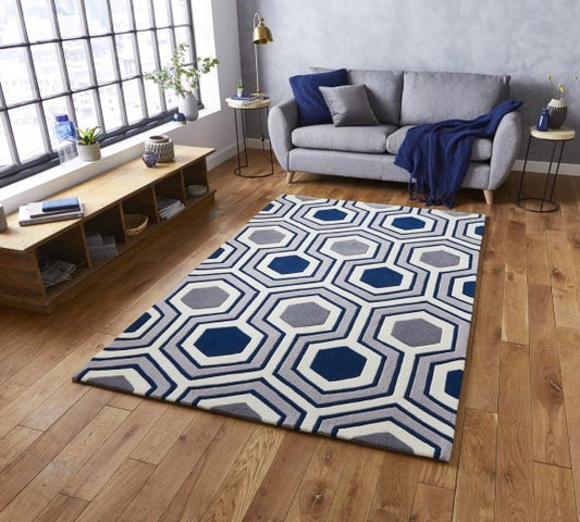 Hong Kong 3661 Grey/Navy - Healy Furniture & Carpets