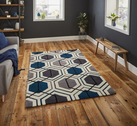 Hong Kong 7526 Grey/Navy - Healy Furniture & Carpets