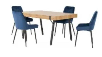 Treviso Dining Set with Avery Chairs Light Oak Effect/Black/Emerald Green Velvet - Healy Furniture & Carpets