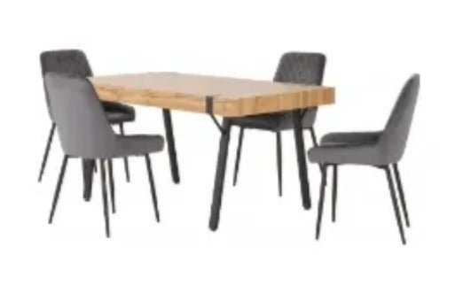 Treviso Dining Set with Avery Chairs Light Oak Effect/Black/Emerald Green Velvet - Healy Furniture & Carpets