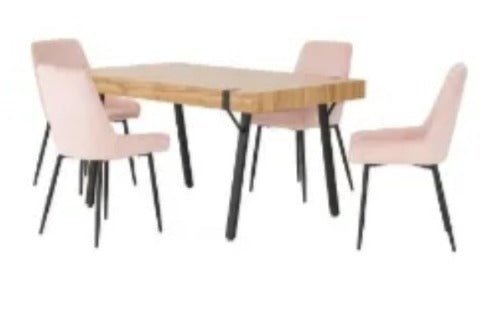 Treviso Dining Set with Avery Chairs Light Oak Effect/Black/Emerald Green Velvet - Healy Furniture & Carpets